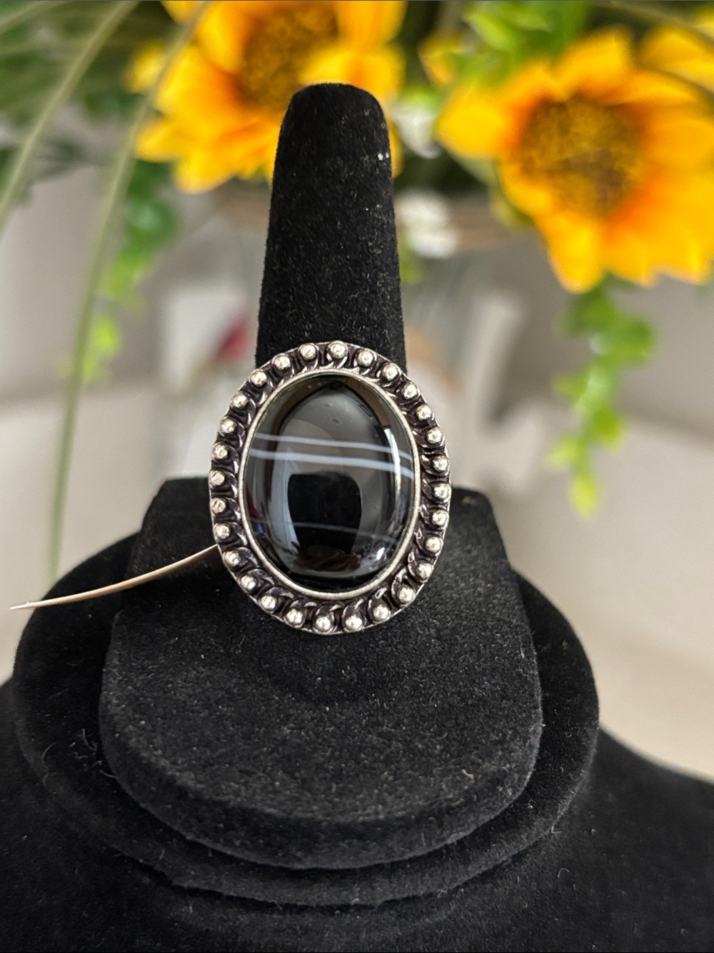 Sterling Silver Botswana Agate Gemstone Ring Size 7.75
